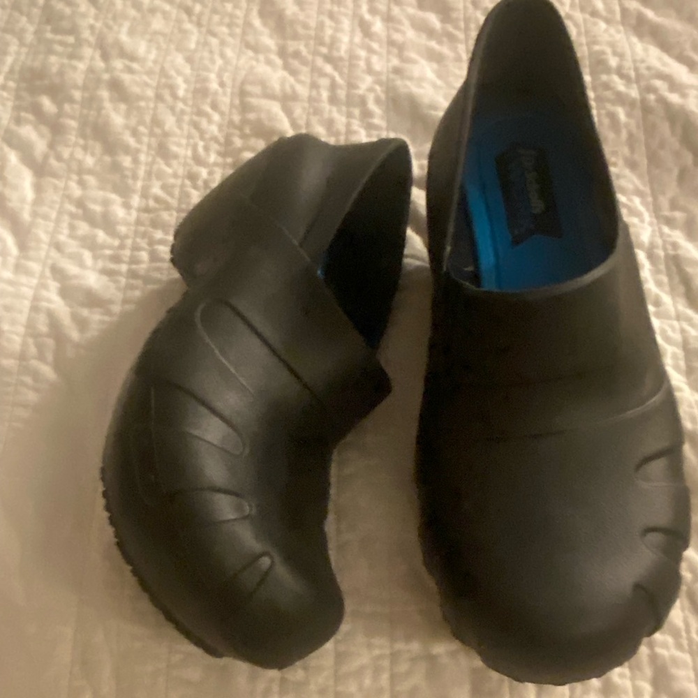 Dr. Scholl's Black Slip-On Clogs with Blue Insole